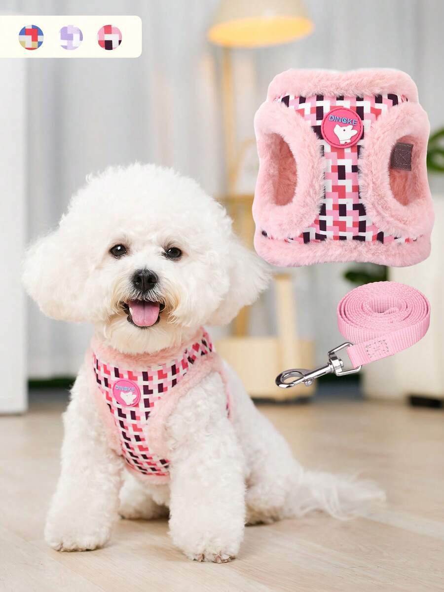 Arnés de perro suave y mullido con correas ajustables y hebillas de metal - Chaleco cómodo para perros pequeños y medianos, lavar a mano, arnés para perros, equipo de para mascotas, accesorio para mascotas con estilo, hebillas de metal seguras - Multicolor - Ver 1