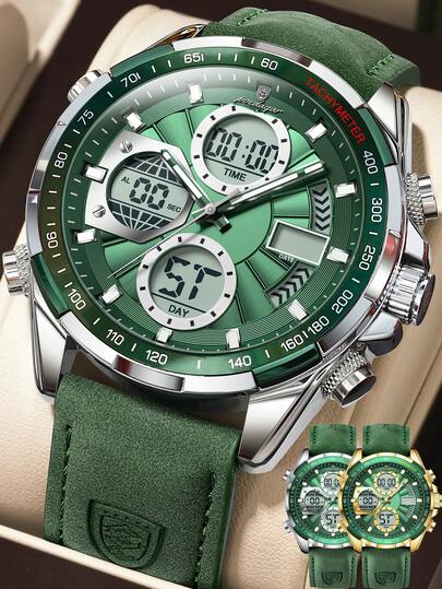 POEDAGAR 1 pieza Reloj de pulsera digital de cuarzo con luz de fondo LED, zona horaria dual, fecha, alarma y cronógrafo, casual y deportivo, adecuado para uso diario, regalo para hombres