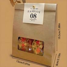 10 Pieces - Kraft Paper Packaging Bag Biscuit Snowflake Crisp Glutinous Rice Boat Cookie Candy Nougat Toffee Food Box Baking Clean No Sticky No Residue