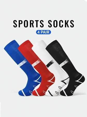 1 par kraftiga sportstrumpor - förtjockad vadderad sula, snabbtorkande fukttransporterande sportstrumpor, knähögt stöd för löpning, basket, fotboll, gym - flera färgalternativ, perfekt för män och kvinnor), aktiv livsstil, sportig design, förstärkta sömmar, fitnessentusiaster
