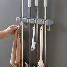 1 قطعة حامل مكنسة مثبت على الحائط - خطاف بدون ثقب - رف تخزين للحمام والمرحاض