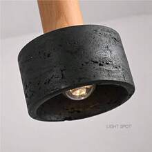 Modern Black Stone Decorational Pendant Nordic Rustic Wood Indoor Chandelier Farmhouse Simple Marble Hanging Lamp E2627 Base Kitchen Island Dining Table Bedroom Hallway Living Room - Un color - Ver 7