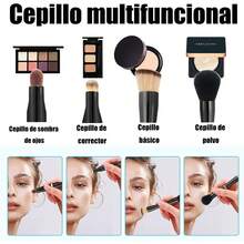 Wzenclave Cepillo De Maquillaje De Doble Cara 4 En 1 Cepillo De Maquillaje De Viaje Esponja Polvo Brochas Cepillo De Viaje Desmontable Cepillo De Maquillaje Básico Cepillo De Viaje Doble Maquillaje - 1 - Ver 5
