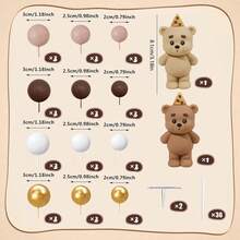 38pcs/Set Dark Light Brown Bear Cake Topper Khaki Light Brown Dark Brown Gold Foam Ball Cake Decoration, Suitable For Baptism Gender Reveal Party Birthday Party Suitable Wedding New Year Christmas Party Cake Decoration - Multicolor - View 7