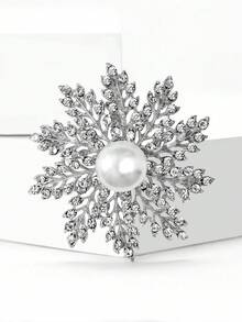 水钻圣诞雪花胸针 - 精致的圣诞节别针，适合女士中性节日宴会服装配饰/朋友聚会徽章礼物 - 聖誕雪花 - 查看 31