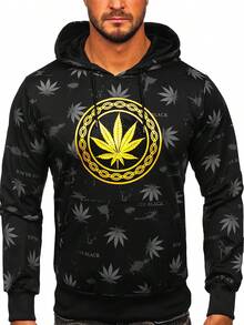 BOLF Sweatshirt Kapuzenpullover Pullover Mann Tasche Muster Frühling Sommer Herbst Winter Grafik Klassisch Sport Kapuze - Schwarz - Übersicht 1