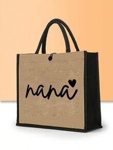1 Set Heart Nana Pattern Handbag, Lightweight Cosmetic Bag, Travel Coin Purse, Handbag & Makeup Bag Set, Letter Design Shopping Bag In Holiday Style, Suitable For Wedding, Birthday, Beach And Vacation, Best Gift For Family And Friends. This Large Pack Is Suitable For Students And Back To School. - Multicolor - View 3