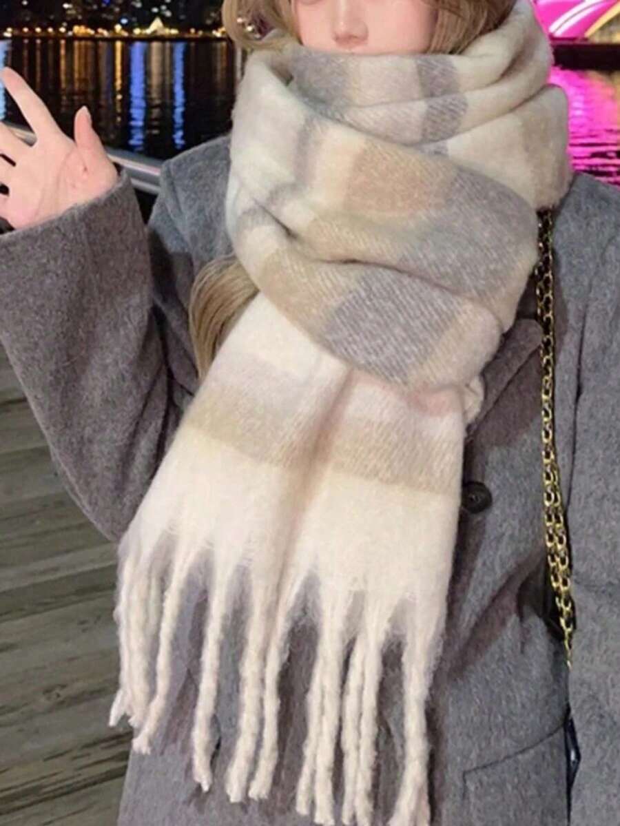 1条可爱时尚卡通美拉德高品质氛围围巾，新款秋冬仿羊绒保暖柔软女士围巾，适合日常、通勤、户外、居家休闲、旅行、节日礼物，百搭女士配饰