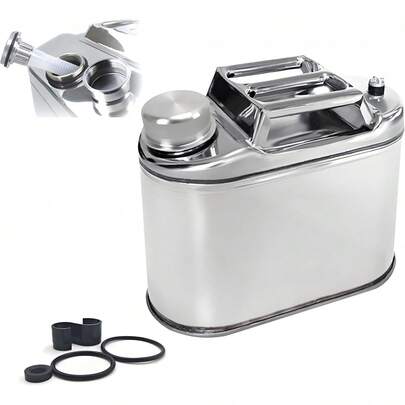 Tanque para Gasolina de Acero Inoxidable 5L 1.3 Galones, Recipientes para Gasolina Espesado con Salida de Aceite Asa Portátil, Recipiente de Combustible Metal para Auto Motocicleta SUV ATV