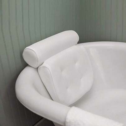 Bath Tub Pillow, Supports Neck, Head And Back, With Anti-Slip Suction Cups And Breathable Mesh Fabric