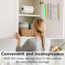 lasuroa Soporte Pajitas Acrílico 6 Ranuras Organizador Pajitas Tumbler de Armario con Cinta Adhesiva Doble Cara Reutilizable Dispensador and Contenedor de Almacenamiento Cocina Encimera Transparente - Transparente - Ver 6