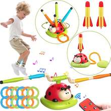 Regalo de Navidad para niños/niños pequeños | 1 pieza Máquina de saltar a la cuerda de 3 en 1 con mariquita | Juguete interactivo de juego sensorial para interiores/exteriores | Conjunto de actividad de plástico verde duradero - Multicolor - Ver 3