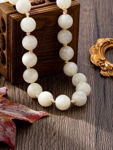 1 pieza Collar de cuentas con efecto de nube de resina geométrica redonda de estilo bohemio con broche de metal, joyería hecha a mano para uso festivo o diario - Collar de cuentas - Ver 6
