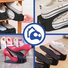 10 Zapateras Organizador Doble de Plstico, Zapatera Organizador de Ranura para Zapatos, Apiladores Zapatos, Ahorrador de Espacio 4 Niveles Inclinacin para Tenis y Sandalias - 10 - Ver 7