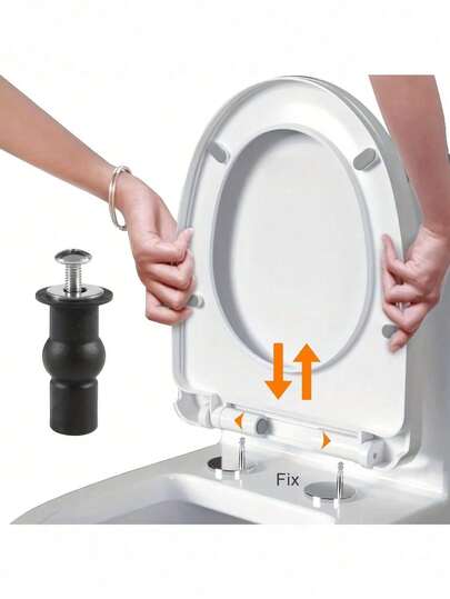 4pcs Universal Toilet Seat Hinge Bolt Kit - Stainless Steel Screws With Expandable Rubber Nuts And Threaded Inserts For Blind Hole Connections, Top Mount Hardware Replacement Set