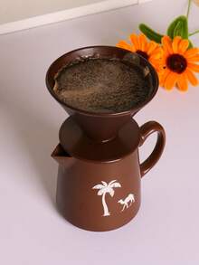 طقم إبريق قهوة سيراميك للمشاركة، طقم إبريق قهوة رجعي بنمط الجمل من السيراميك، إبريق قهوة بالتنقيط وكوب منقي القهوة، إبريق قهوة بقاع مسطح، هدية للأصدقاء - متعدد الألوان - مشاهدة 12