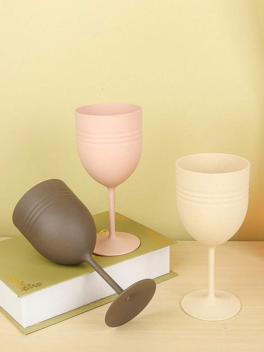 1pc Wheat Straw Wine Glass, Household Red Wine High Stem Glass, Water Cup, Plastic Wine Cup - View 1
