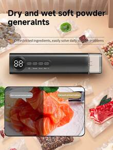 1pc 62KPa Wireless Vacuum Sealer, USB 1200mAh Rechargeable Automatic Airtight Food Vacuum Sealer With Magnetic Design, High Suction Vacuum Sealer - Easy Food Preservation, Extend Freshness - Wireless Design, Space-Saving, Convenient For Home Use