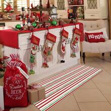 1/2/3 piezas Alfombras de cocina a rayas sencillas de Navidad - Diseño a rayas exquisito en rojo, verde y blanco - Decoración navideña, alfombra de cocina, felpudo, juego de alfombras para dormitorio y cocina, entrada, comedor, sala de estar, regalo - Multicolor - Ver 15