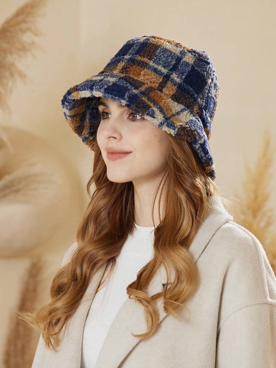 LEAJOURNO. 1 件针织渔夫帽，小头围，讨人喜欢的女士渔夫帽，秋冬 - 藍色 - 查看 1