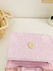 Girls' Pearl Handbag Mini Bag With Bow Coin Purse - Pink - View 8