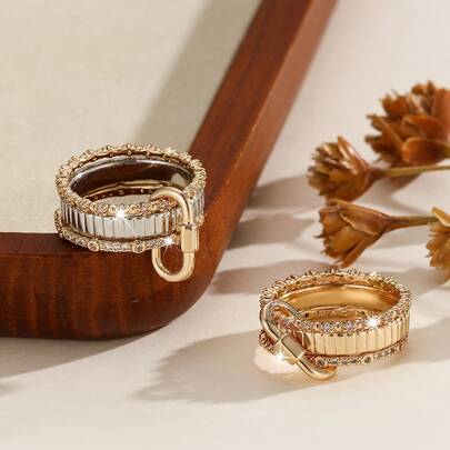 Kryxie 时尚多层可调节方晶锆石组合钥匙扣环，适合女性日常佩戴