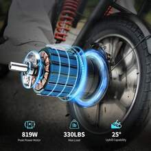 WIND HORSE 16" Electric Scooter With Seat And Basket, 20MPH & 40 Miles Range, 48V 13.5Ah Battery, Dual Suspension & Brakes, 3 Speed, Cruise Control, 819W Peak Motor Folding E Scooters For Adults Pets 330LBS