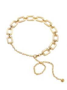 1 件女士时尚金属腰链首饰，身体装饰品几何腰带，适合连衣裙