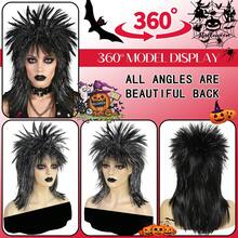 Punk Style Medium-Long Straight Wig | Synthetic Fiber | 5 Color Choices (Black/Ginger Orange/Beige White/Black Mixed With Silver/Black Ombre Blonde) | Natural Looking | Breathable Adjustable Cap | Daily & Halloween Party Christmas Nightclub Cosplay Rocker Disco Use | Ideal Choice For Gifts | Birthday Performance, Festival Hairpiece-Playing, Stage Props, Decors, Etc - Multicolor - View 4