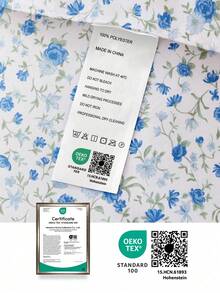 1pc Printing Fitted Sheet Only, Easily Fits 9 Inch To 12 Inch Mattress, Soft, Wrinkle Free, Breathable And Comfy, For All Size Bed, Machine Washable. Chic Blue Flowers Decorative Bed Sprea Fitted Sheet For Bedroom Dorm Essentials, Oeko-Tex Certified