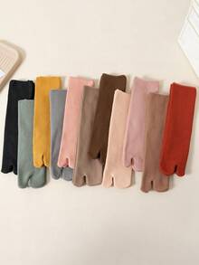 5双两趾袜，厚实保暖袜，中筒袜，男女通用，适合日常穿着、派对、表演和礼物 - 彩色 - 查看 5