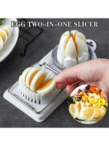 1 件套二合一鸡蛋切片机和鸡蛋切割器套装，手动不锈钢丝鸡蛋切割器，带坚固塑料底座，用于切鸡蛋的厨房工具，易于清洁，节省时间，适用于厨房、食物准备，是送给家庭厨师、家庭主妇、厨师、生日、母亲节、圣诞节、美食爱好者的完美礼物