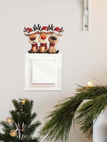 1 قطعة ملصقات ديكورية لرنة عيد الميلاد بطابع كرتوني، ملصقات PVC قابلة للإزالة وذاتية اللصق، سهلة التمزيق، لديكور المنزل وإعطاء منظر جديد للحياة، ملصقات ديكور عيد الميلاد، هدايا عيد الميلاد والتخرج، ديكور غرفة، ديكور الحائط