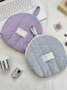 1 buc. Geantă de depozitare minimalistă, matlasată, în formă de coajă moale, culoare solidă, geantă de depozitare portabilă, multifuncțională, cu capacitate mare, pentru călătorii, geantă de mână pentru femei, geantă de căptușeală, geantă de depozitare pentru lenjerie intimă, geantă mică pentru cosmetice, geantă de machiaj, geantă de depozitare pentru îngrijirea pielii, geantă de depozitare pentru absorbante igienice, depozitare pentru prosoape, geantă de depozitare pentru bagaje, articole de călătorie, articole de zi cu zi, cadouri de ziua de naștere, cadouri de Crăciun