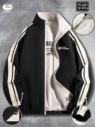 大码男士户外运动休闲拉链风衣夹克，厚实可翻转肩袖立领夹克，适合徒步旅行、旅行、登山、钓鱼、聚会，送给男朋友、丈夫、父亲的礼物