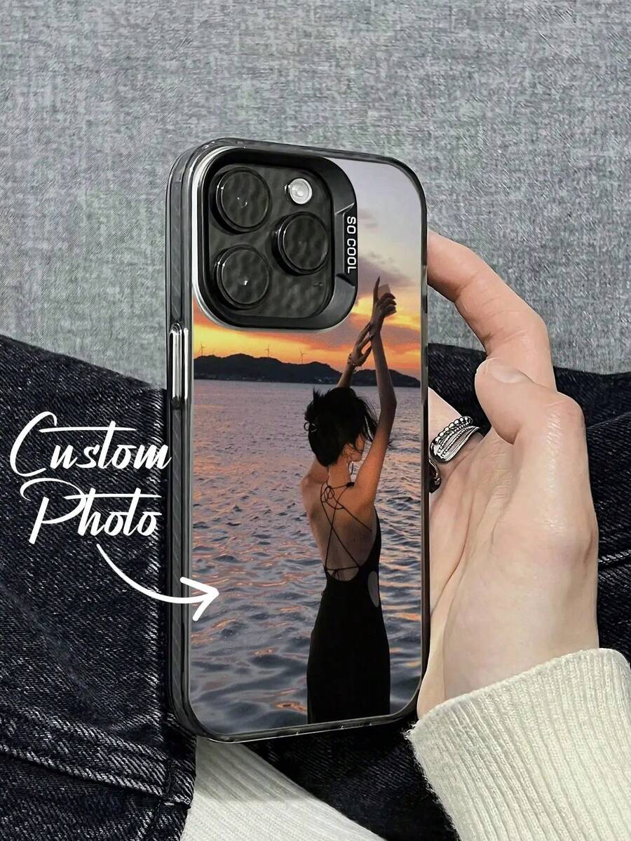 Customizable Matte Black Phone Case With Photo Printing, Compatible With Apple 17/16/15/14/13/12/11/Pro MAX/Pro/Plus, OPPO, Redmi, And Other Models. Personalized Phone Case With Birthday, Couple, Family, Pet And Dog Photos, Suitable As Christmas, Halloween, Valentine's Day, Mother's Day, Father's Day Gifts - Black - View 1