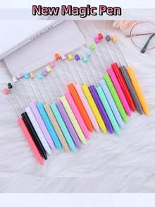 10pcs New Style Focus Beads For DIY Jewelry Making With Silicone & Pen Tool, Creative Crafts