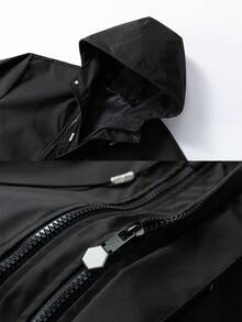 男士长袖连帽户外休闲外套，秋冬季 - 黑色 - 查看 3