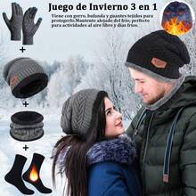 Bufanda y Guantes Tactiles y Calcetines Termica,Gorros  Tejido de Punto y Bufandas Forro de Lana Hombre y Mujer,Regalos Invierno para Nieve Esquiar - Rojo - Ver 10