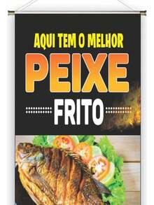 Banner Pronto Peixe Frito Ref 301 - 45x70 Cm (arte Pronta) - Multicolorido - Visão 1