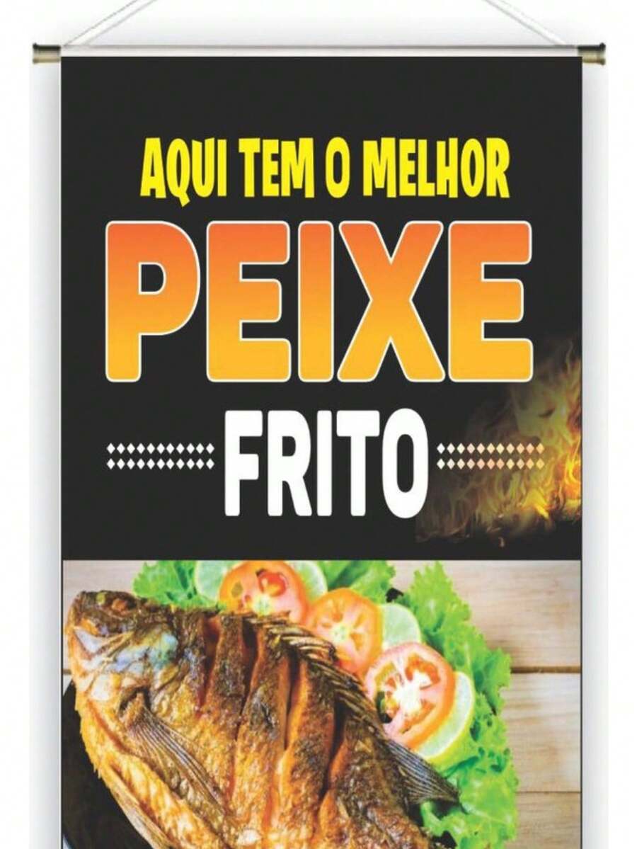 Banner Pronto Peixe Frito Ref 301 - 45x70 Cm (arte Pronta) - Multicolorido - Visão 1