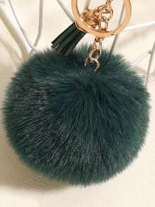 1 chiếc tua rua nhỏ lông nhân tạo móc khóa mặt dây chuyền ô tô túi phụ kiện túi phụ kiện ô tô ý tưởng quà tặng cho giáo viên bạn bè chị em - Màu xanh lá cây đậm - Xem 4