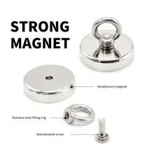 48mm-90mm Heavy-Duty Magnet Hooks Fishing Magnet ,Single-Side Magnet With Stainless Steel Ring, Metal Recycling And Underwater Treasure Hunting Sucking Disc, Salvage Tool Commonly Used In Sea And River Fishing, For Magnetic Fishing And Retrieving Items(Diameter 90/75/60/48mm -Pull Max 340/230/130/80KG)