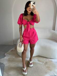 Women Two-Piece Outfits - 粉色 - 查看 4