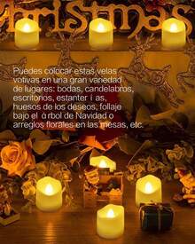 MAOXINGREN 24pcs Velas LED Sin llama, Velas votivas sin llama, velas falsas electrónicas parpadeantes sin llama, velas LED de batería, velas de vacaciones, hogar, boda, decoraciones de mesa - 1 - Ver 3