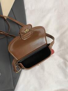 Mini sac bandoulière rétro, sac à bandoulière rond et chic pour femmes - Tabac - Voir 6