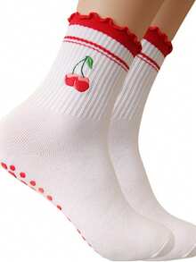 1/3/6 pares de meias femininas com aderência para pilates, meias antiderrapantes para ioga, meias esportivas antiderrapantes com barra fofa, meias com aderência para academia e hospitais - Multicolorido - Ver 4