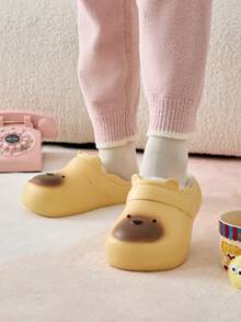 Senfgelbe Cartoon EVA wasserdichte Winter Hausschuhe, Damenhausschuhe, süße Paar Hausschuhe, Damen Slides