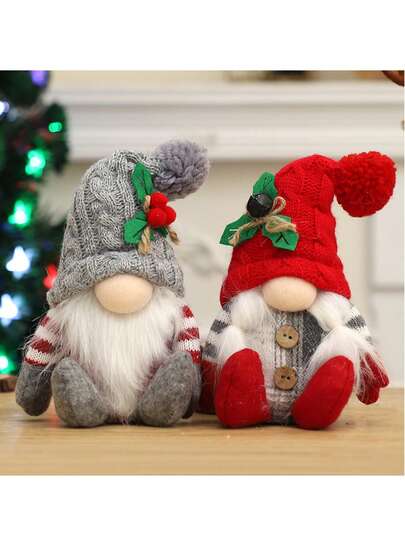 8 piezas Adorno de muñeca navideña, Enano de pie, Adorno sin rostro, Artículos navideños creativos para el hogar, Decoración del hogar para crear un ambiente festivo, Decoración navideña y festiva para el hogar