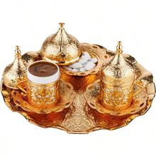 2023 Turkish Greek Arabic Coffee Full Set With Cups Saucers Lids Sugar Bowl Tray And Copper Coffee Pot 12 Pcs